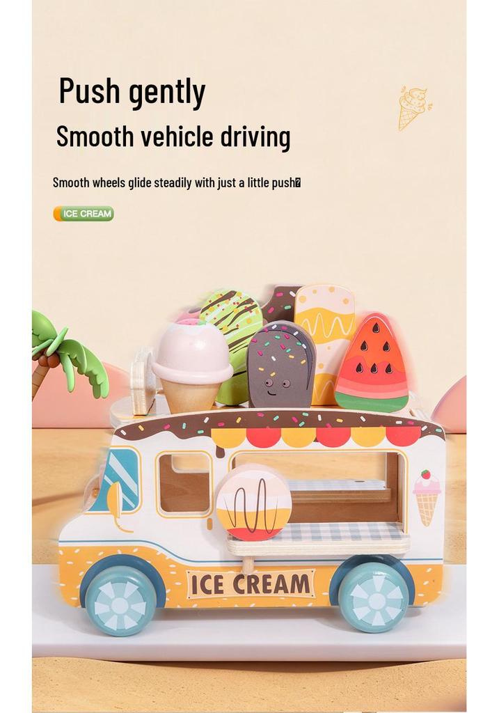 Wooden Ice Cream Cart: Educational Role-Playing Toy for Children