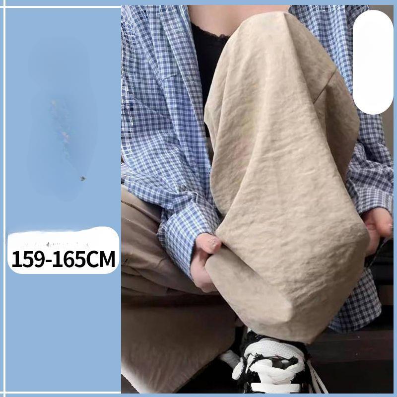 

Женские брюки из ледяного шелка с высокой посадкой, свободные, повседневные, прямого кроя - Весенние универсальные брюки широкого кроя для работы 2XL