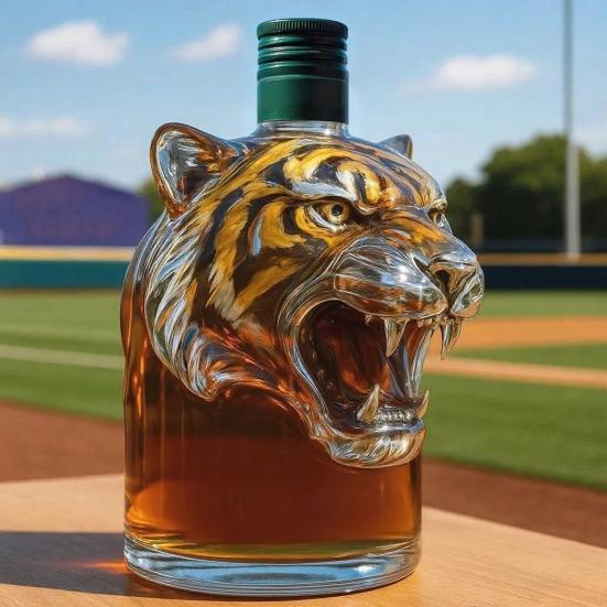 Láhev na whisky ve tvaru tygra 3D zvířecí karafa 300 ml Unikátní skleněná láhev na whisky Dárek pro milovníky whisky a nadšence do domácích mazlíčků