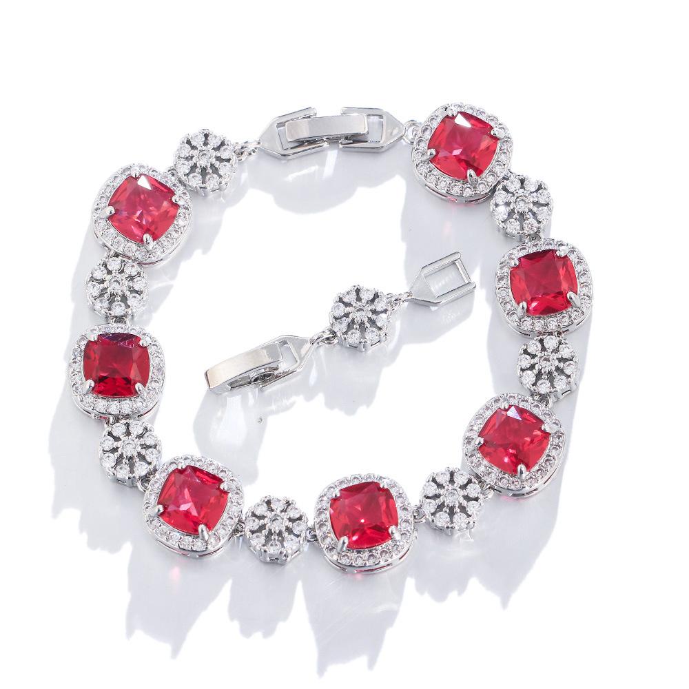 Seiko Light Luxury Color Treasure Bracelet Square Candy Micro-Inlaid Zircon Luxury Bracelet Zircon Jewelry