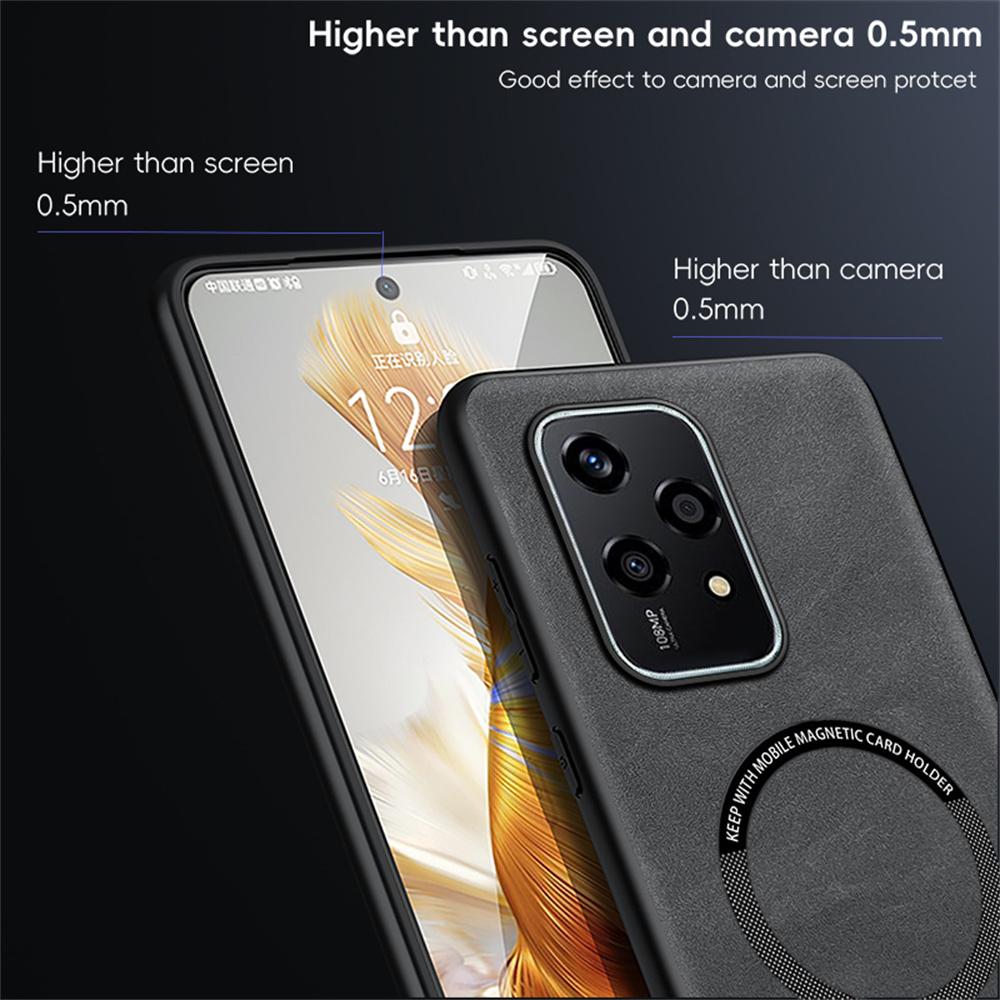 WANLONFENG YBP Series For Honor 200 Lite Magnetic Case with Tempered Glass Film PU+TPU Phone Cover Large Cutout