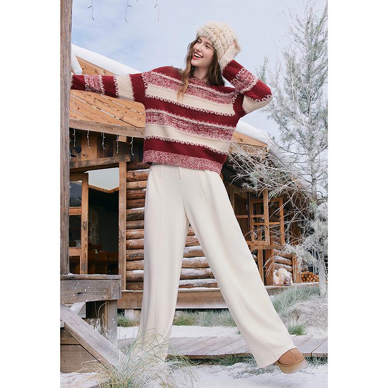 Betu Women's 2025 Winter Striped Long Sleeve Sweater