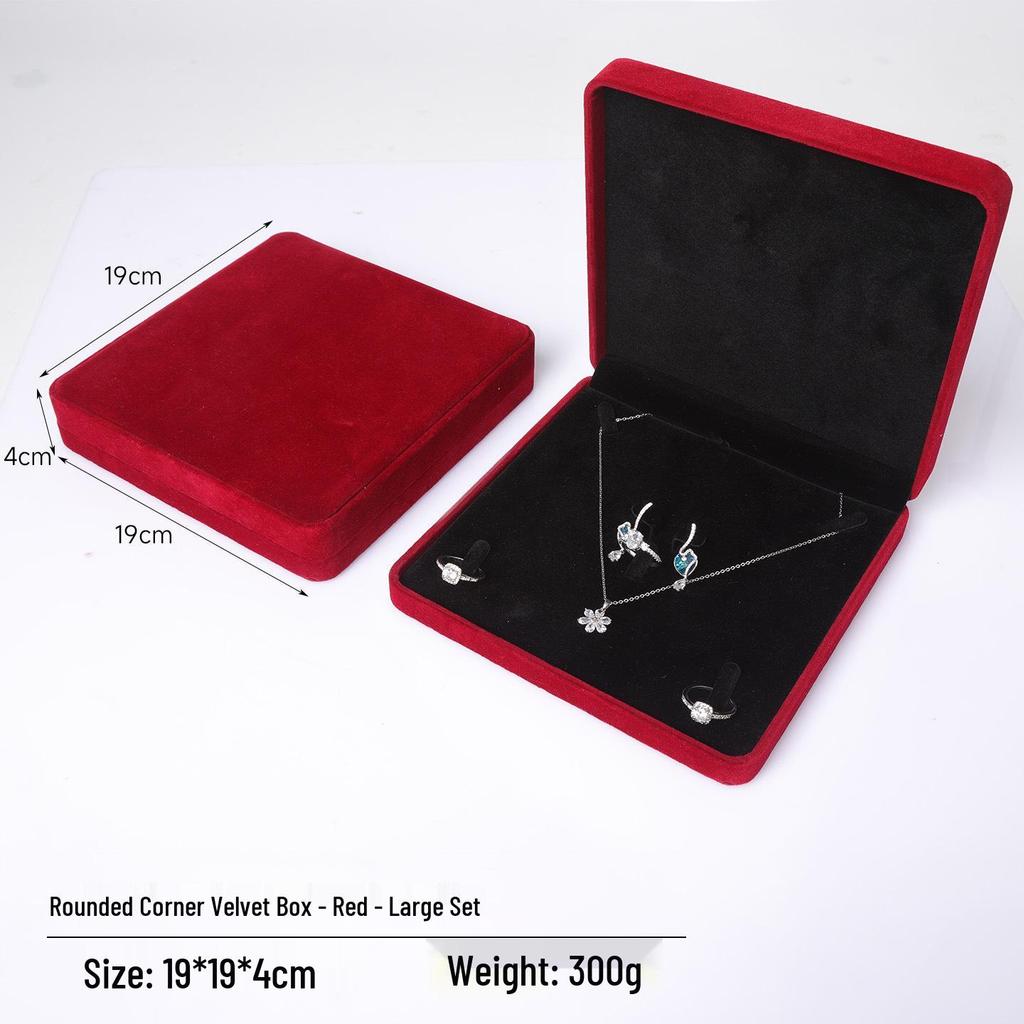 Rounded Corner Plush Jewelry Storage Box for Bracelets, Rings, and Necklaces