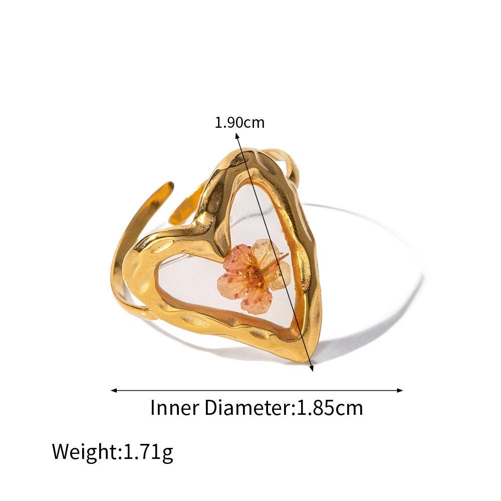 Geometric Summer Transparent Ring Stainless Steel Open Ring Retro Eternal Flower Ring  Couple