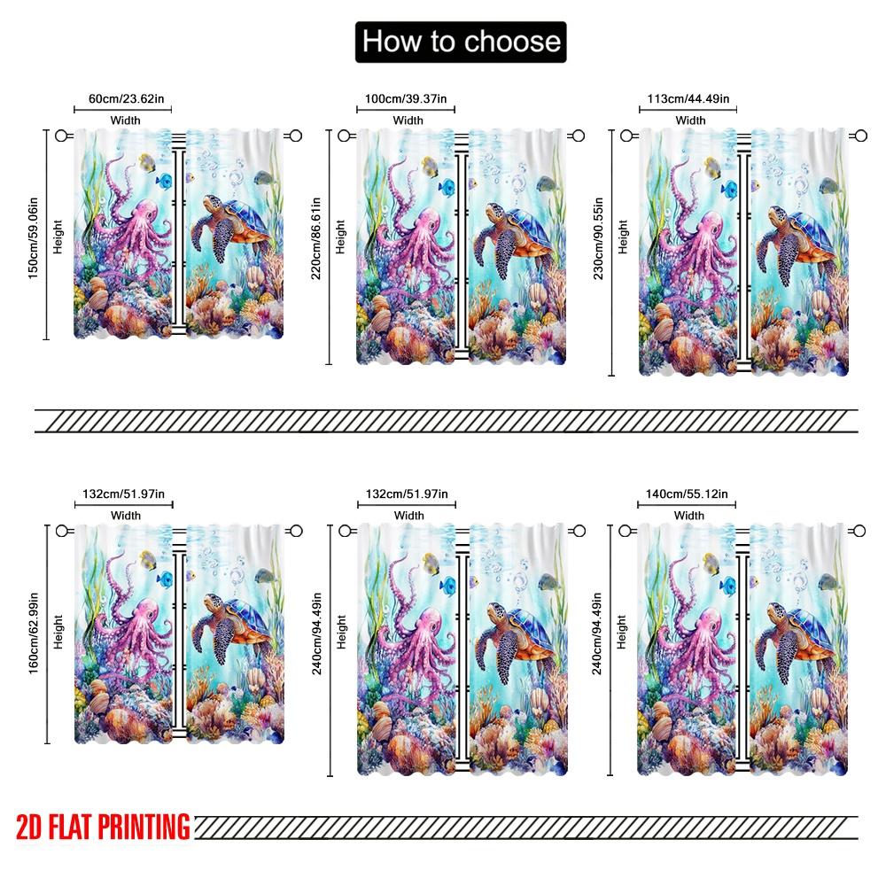 2 Stück, 2D-Flachdruck Vorhänge Digitaldruck Ozean Freundschaft Vielseitig Langlebig Polyester (ohne Stange) Festlich Perfekt für