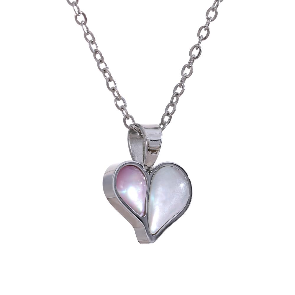 

Yhpup High Quality Shell Heart Love Necklace Pendant Stainless Steel Waterproof Chic Jewelry Valentine s Day Gift