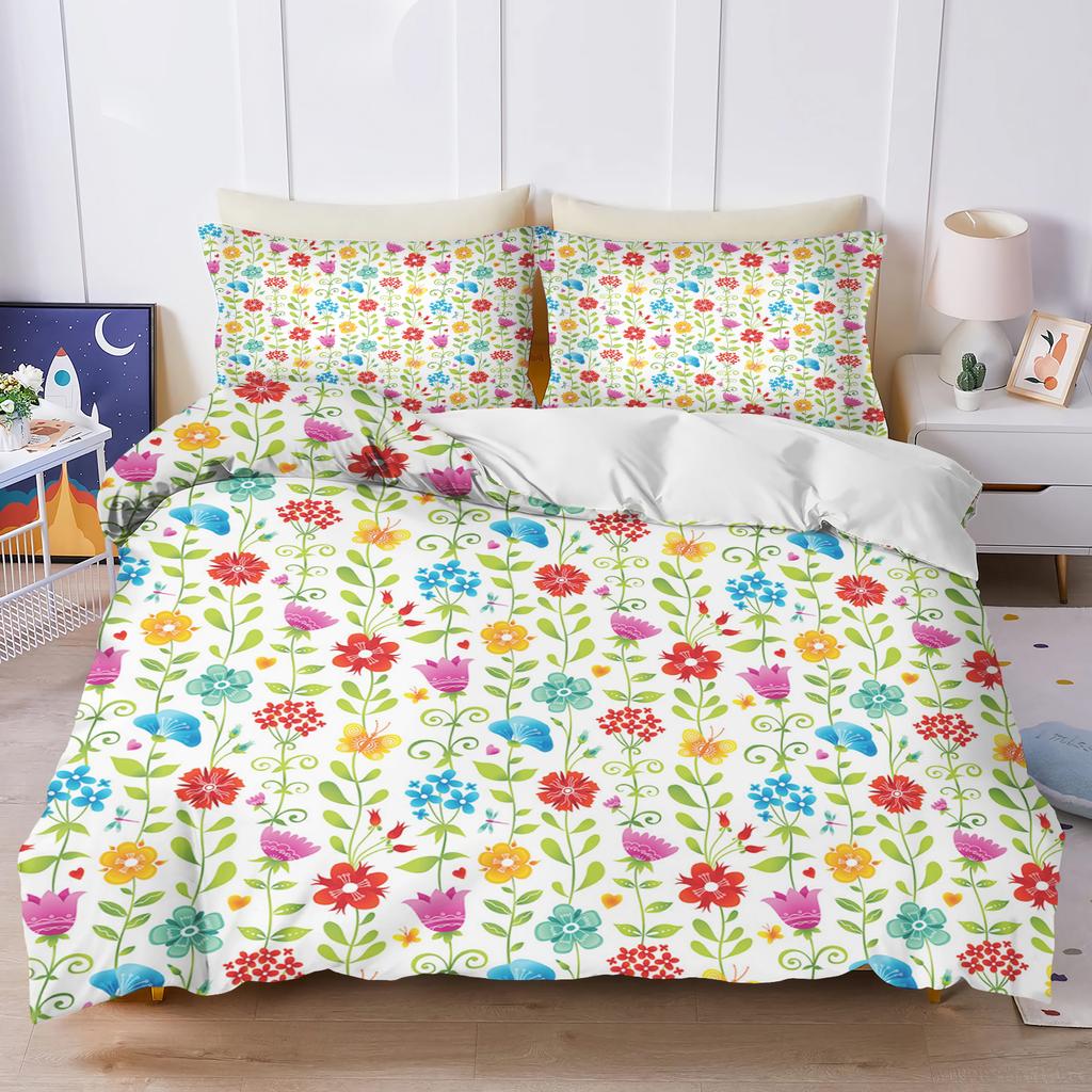 Plant Cute Flowers Duvet Cover Floral Home Pillowcase Set Adult Bedroom 203X228Cm Size Children Comforter Bedding