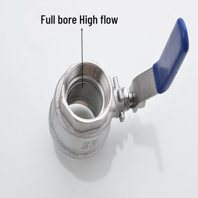316L Stainless Steel High-Temperature Full Bore Two-Piece Ball Valve: Internal Thread, Sizes 1/4'' (4 points), 3/8'' (6 points), 1'', 2''.