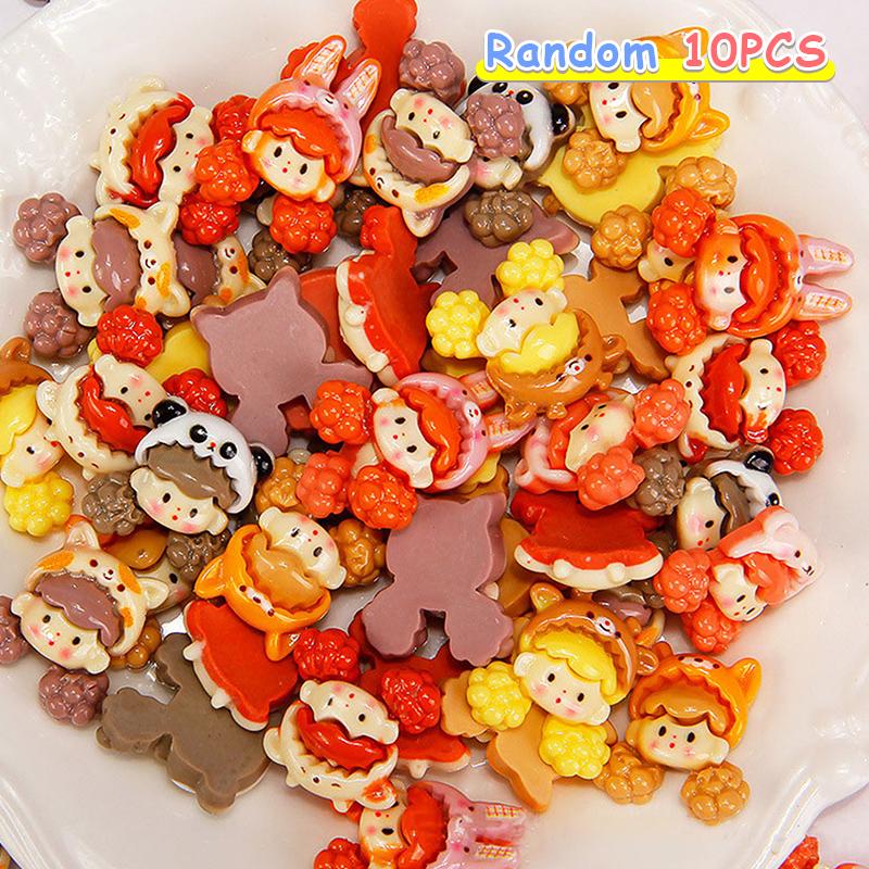 10Pcs Colorful Flower Flatback Resin Cabochons Flower Cabochon Beads For Diy Crafts Jewelry Making Decoration Accessories