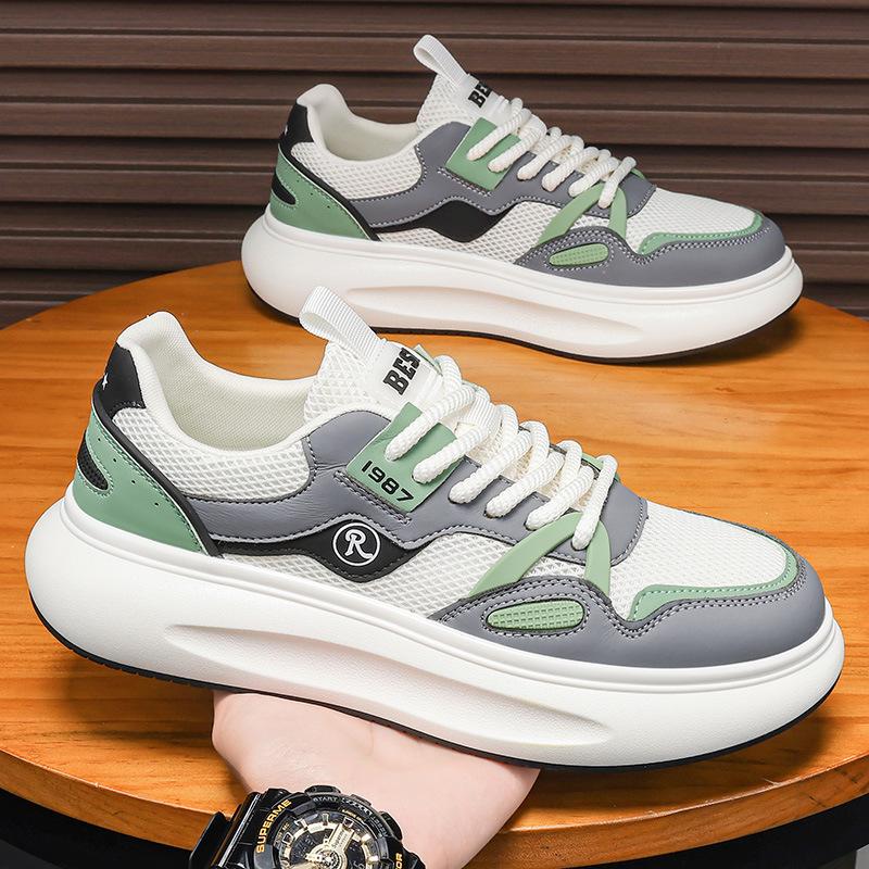 

Men s shoes summer breathable mesh sneakers men s running non-slip thick soles 44