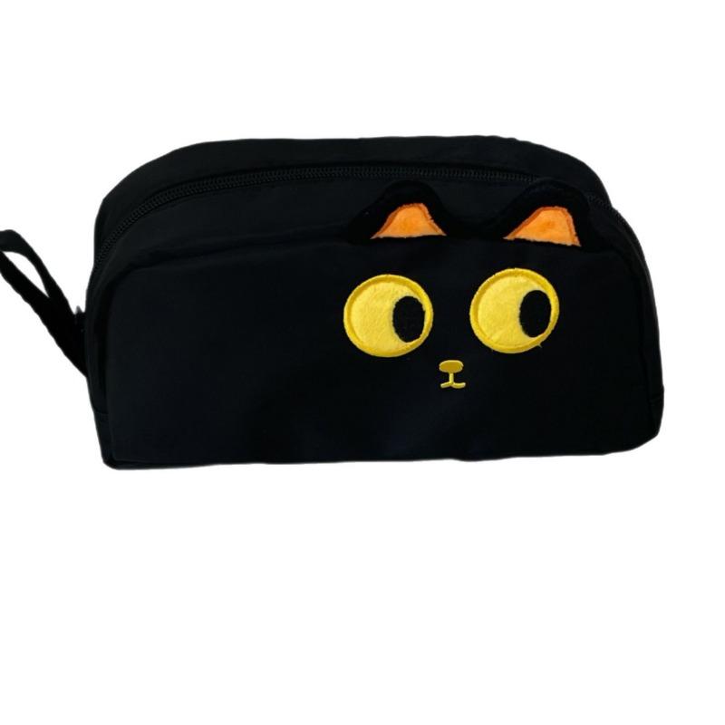 Módní pouzdro na penál pro děti, roztomilé kreslené vyšívání kapybara kotě, pouzdro na tužky s velkou kapacitou, úložný pytel na psací potřeby