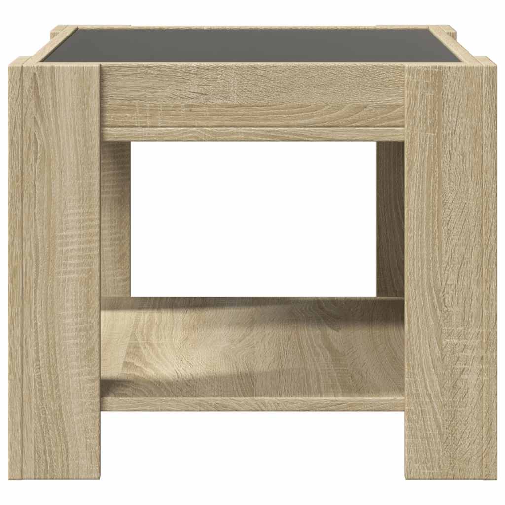 LED Coffee Table Sonoma Oak 53 x 53 x 45 cm Particleboard