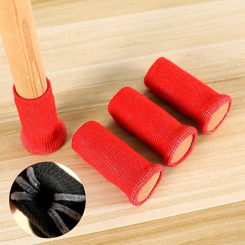 4 pezzi/set Calzini Silenziosi in Maglia per Gambe di Mobili Calze Elastiche per Piedi Protezioni per Pavimenti con Pastiglie Antiscivolo Copri Piedi Spessi per Sedie
