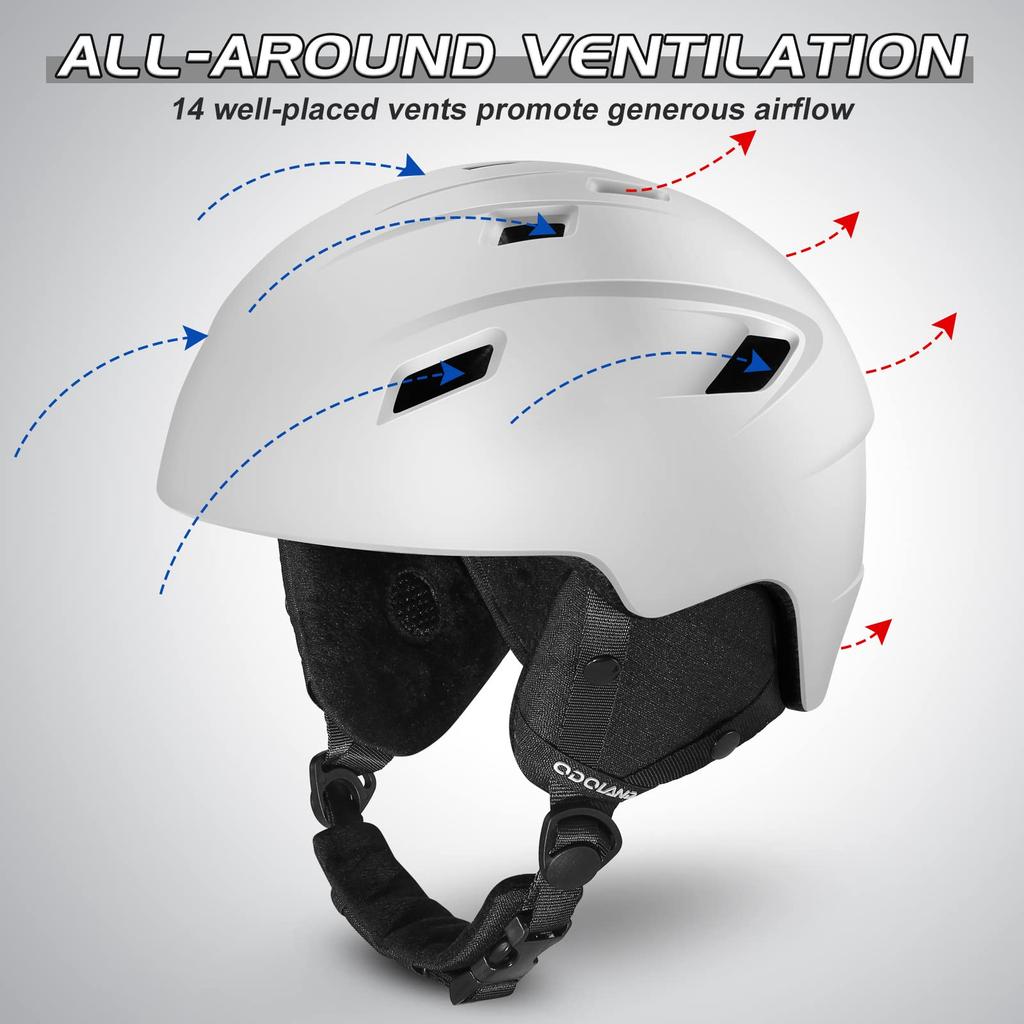 Odoland Skihelm-Set mit Snowboard-Drehverschluss, Größe, Brille, Doppelkugelförmig, Stoßfest, UV-Schutz und Größe L Brille, Helm, Verstellung, Kompatibel, Linse,