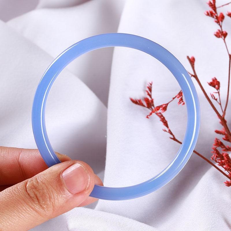 6MM Natural Icy Species Chalcedony Bracelet Fashionable Charm Agate Bangle Jade Bracelet Women's Gift