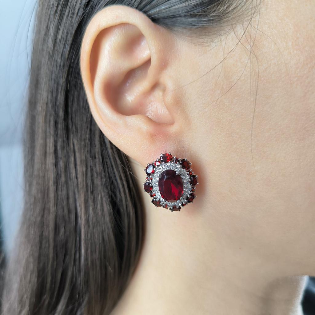 Серебряные серьги с искусственным гранатом nano 10.755ct, гранатом (60002406)