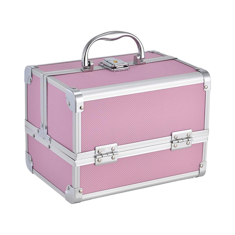 Portable 3-Layer Makeup Box with Mirror & Lock, Extendable Cosmetic Organiser for Travel, Ideal for Cosmetologists