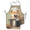 1pc Two-Dimensional Printed Design Shiba Inu Kitchen Soup Time Creative Pattern Apron