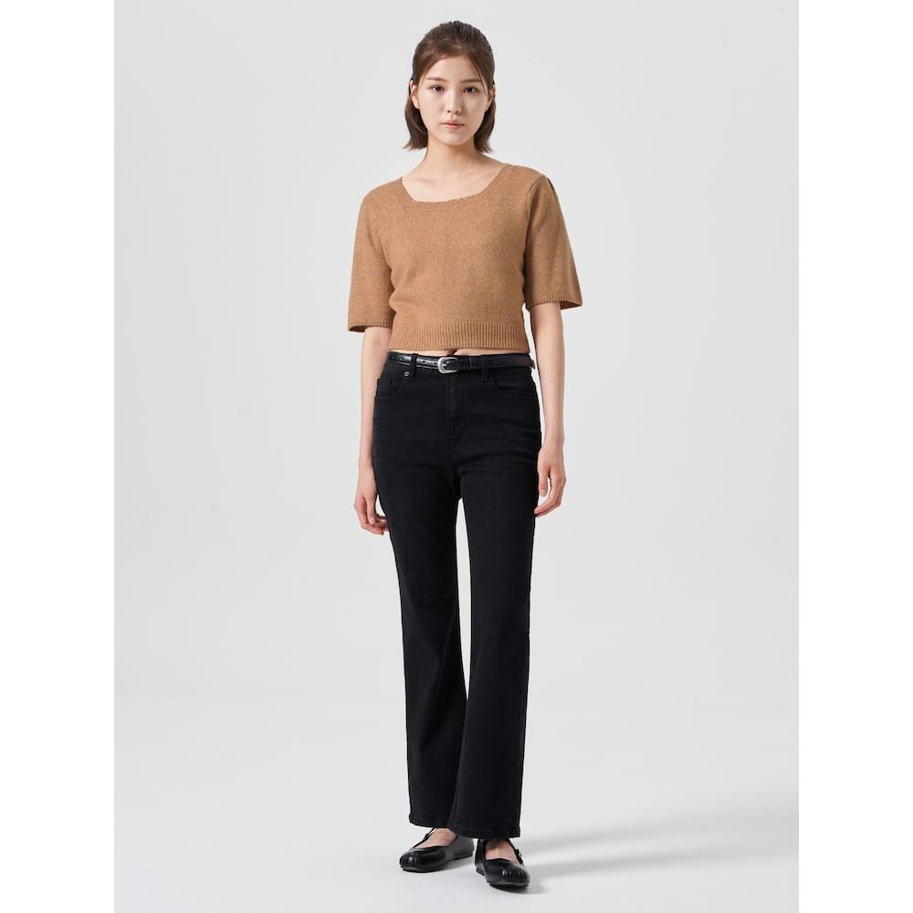 8SECONDS Square Neck Short Sleeve Pullover Beige