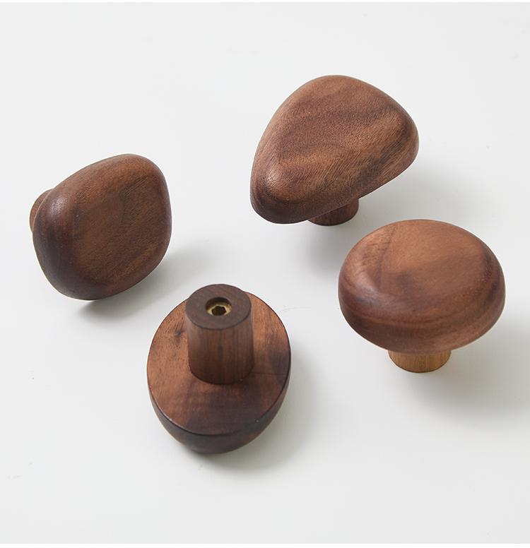 Solid Wood Handle Clothes Hook Coat Hook Wall-mounted Punch-free Door Clothes Hanger Pebble Shape Cabinet Door Kitchen Organizer