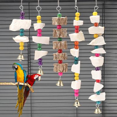 Bird Gnawing Toy Colorful Beads Crisp Bell Relieve Boredom Bite Resistant Aid Digestion Parrot