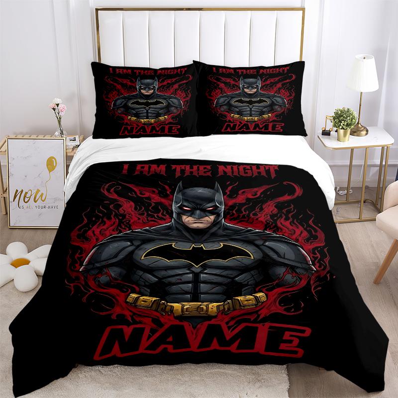 Custom Textile Batman Moon Bedding 3 Piece Set HD Print Duvet Cover Pillowcases for Teens Adult Bedroom Decoration