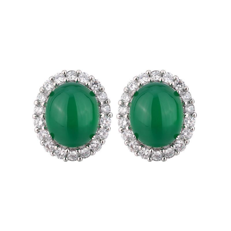 Jewelry Simulation Chalcedony Plain Light Luxury Set Pendant 18 * 20 Ring 13 * 18