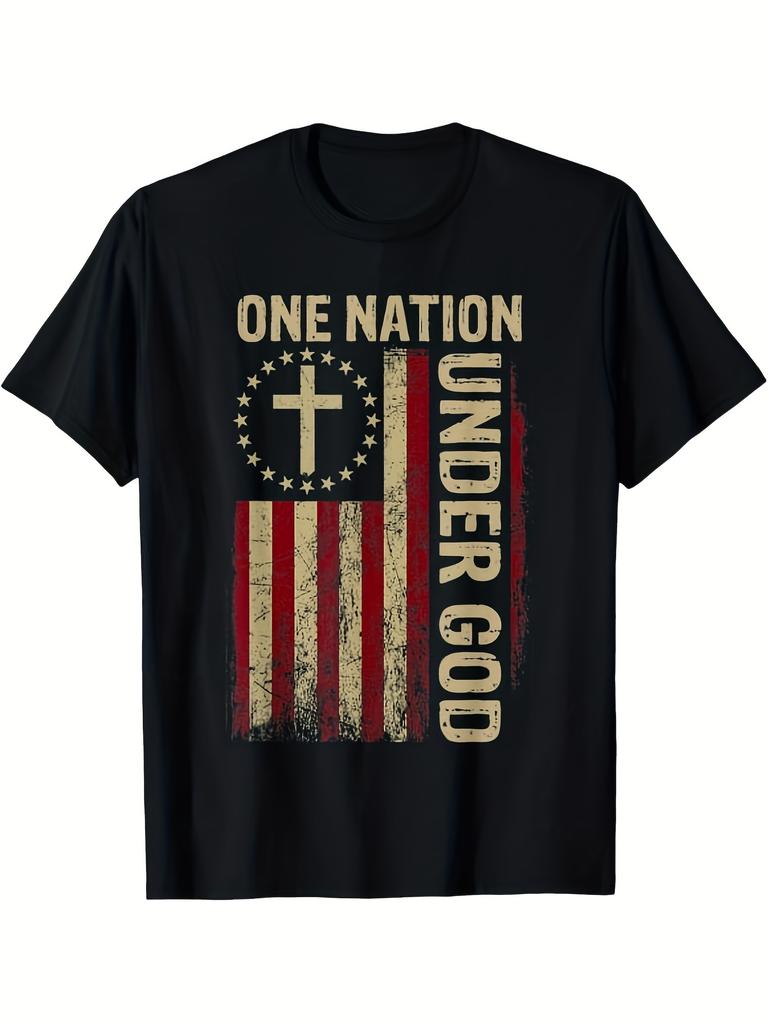One Nation Under God Flag 4th Of July Patriotic Christian Men T-ShirtSame Style for Men and Women 20