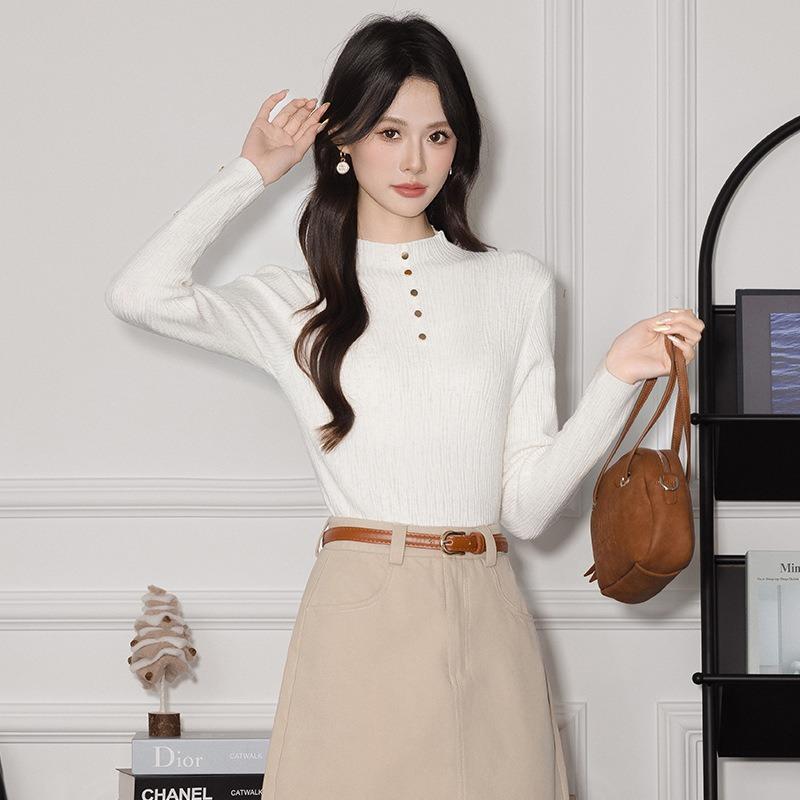 New Style Autumn and Winter New Fashion Versatile Temperament Bottoming Sweater Sweater Gentle Slim Slim Long Sleeve Top