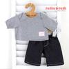 cushu cush Duffy and ShellieMay Costume Set for Plush Includes Long Sleeve Gray and Denim Pants Toys, T-Shirt, T-Shirt, (CDS477S)