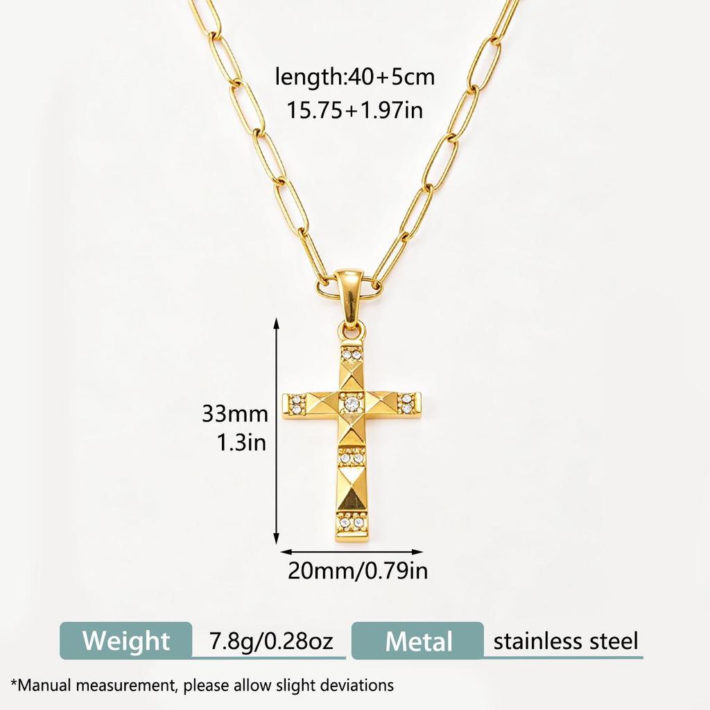 Elegant Crystal Cross Pendant Necklace: Light Luxury Clavicle Chain, Personalized High-End Design for Women