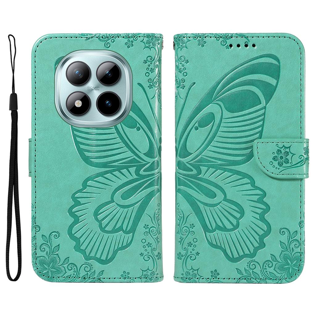 For Xiaomi Poco M8 Pro 5G/Redmi Note 15 Pro+ 5G (Global) Case Butterfly Pattern PU Leather Folio Flip Phone Cover -  Blue