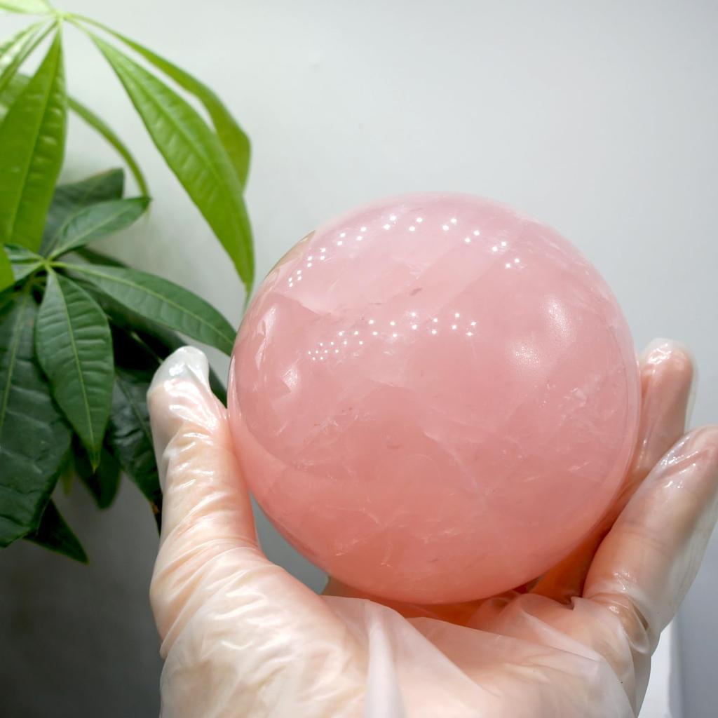 Star Rose Quartz Crystal Natural Carefully 88mm 878g Natural Crystal Raw Feng Good Love and Relationship Guardian Home New Ornament [TANAKA YA] Ball,