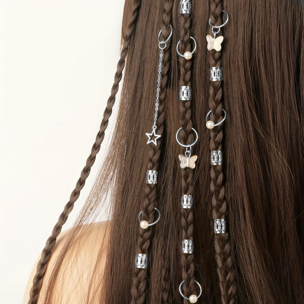 28Pcs Hair Braids Cuffs Hair Charms Dreadlock Jewelry Braid Jewelry Braid Rings Braid Decorations Jewelry For Hair Dreadlock