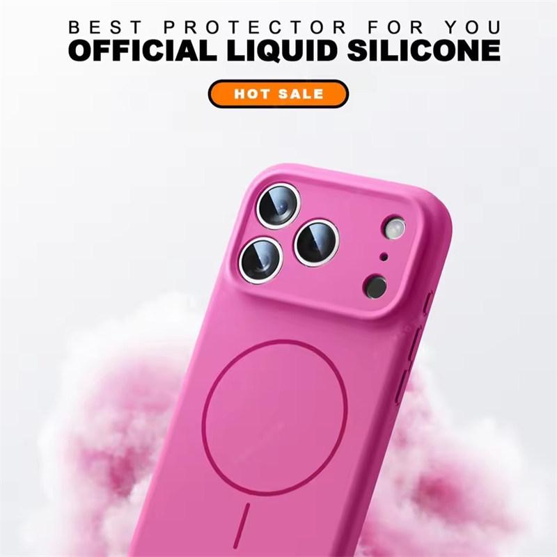 Magnetic Wrist Strap Liquid Silicone Phone Case For iPhone 12 13 16 17 Pro Max Air 15 14 16 Plus 16E Magsafe Lanyard Cover