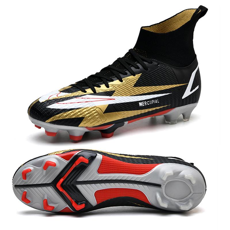 New Football Shoes, Boys' High-top Long Nails, Young and Middle School Students' Competition Training Shoes, Large Size.