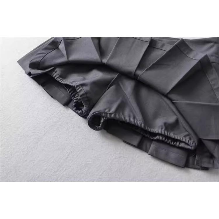 Damen Frühling Sommer Glamour Stil V-Taille Minirock Anti-Exposure A-Linie Figurschmeichelnd Schlankmachend Reiner-Wunsch Faltenrock