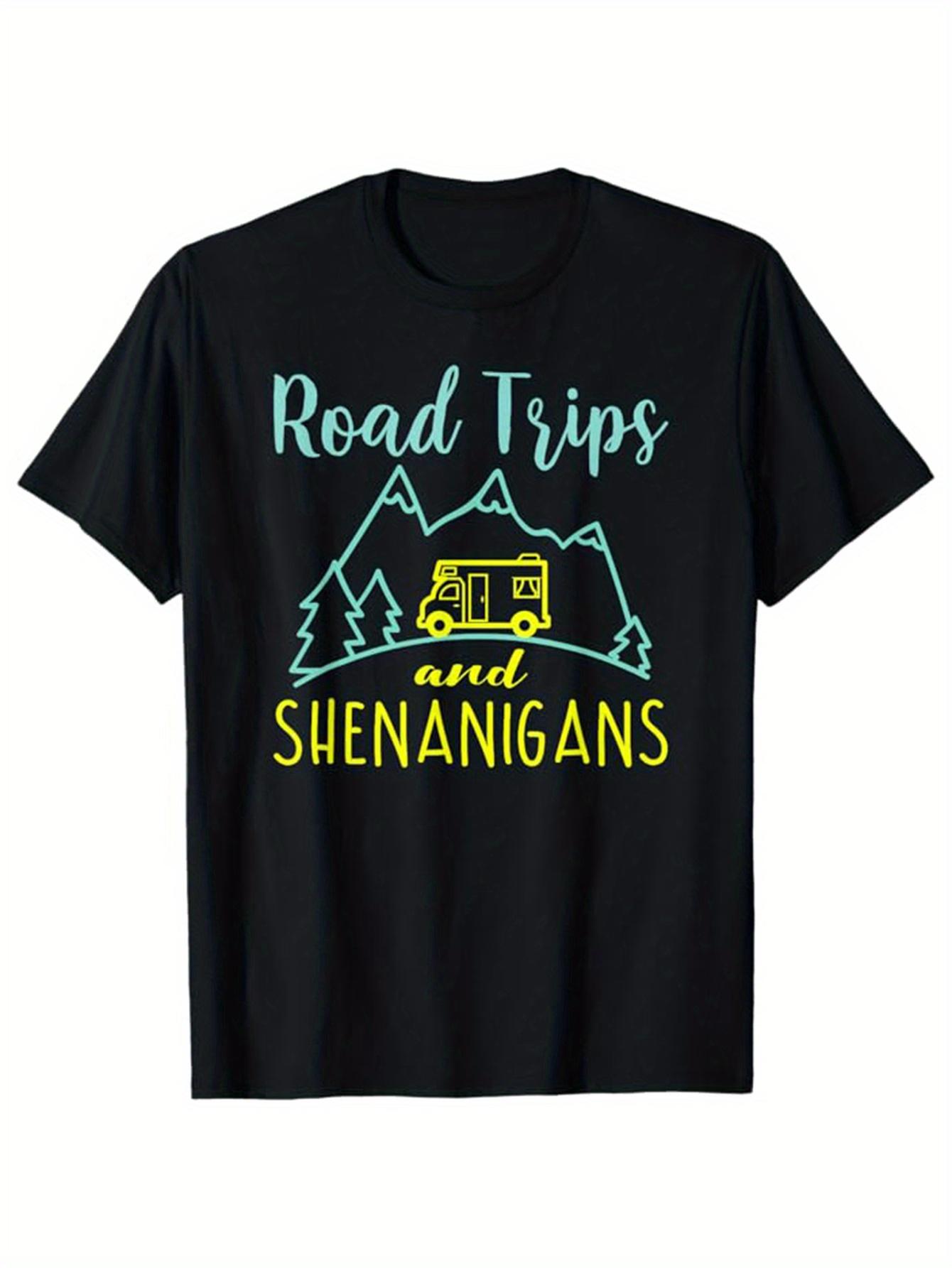 Road Trip pattern design-100% cotton summer O-neck short sleeve casual printed men s T-shirt. 3XL