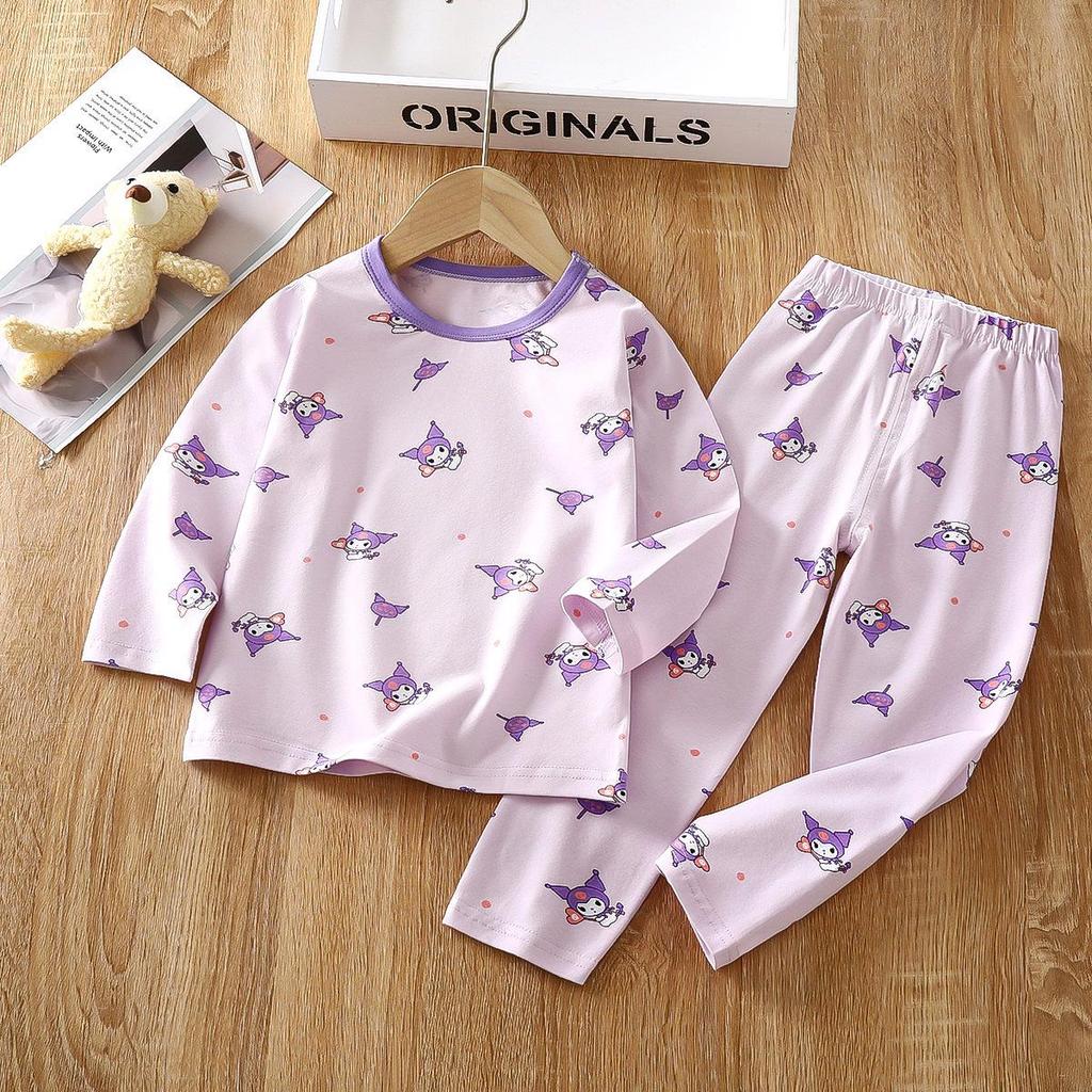 Kids' Autumn Lycra Cotton Pants Set: High-Elastic, Cartoon Print, Soft & Skin-Friendly Home Wear.