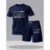 Ensemble tendance d'été pour homme : T-shirt à manches courtes et short, décontracté, col rond, manches courtes, short, ensemble deux pièces