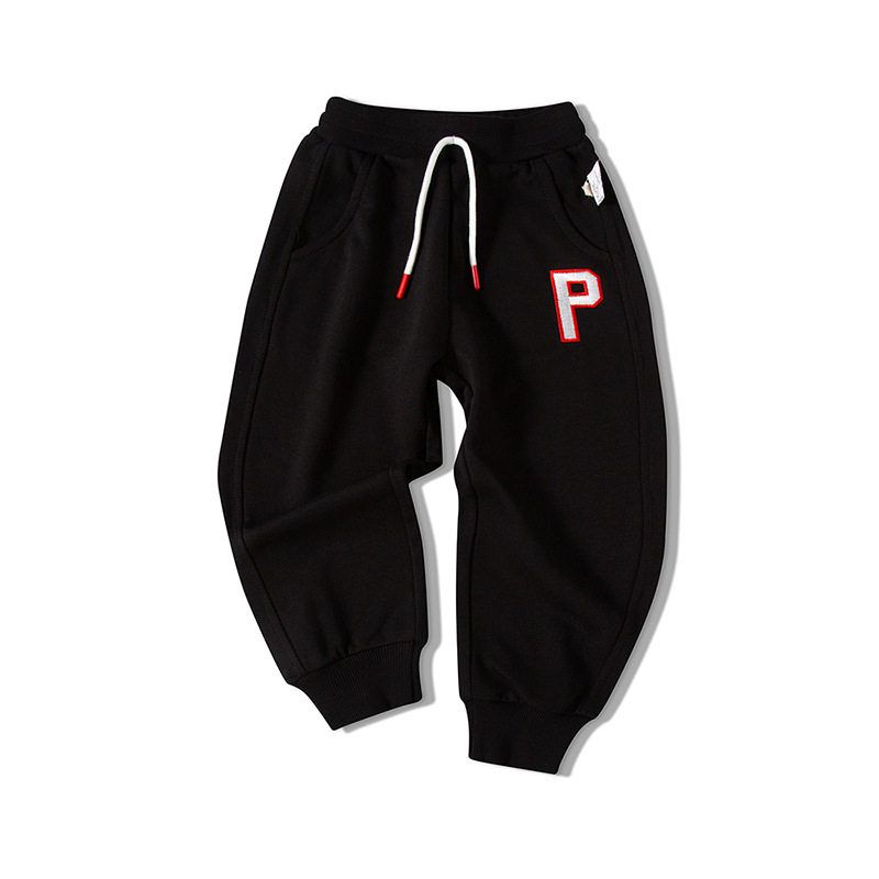 Children's Spring and Autumn Sports Pants for Boys and Girls, Letter Print Long Pants, Solid Color Casual Jogger Sweatpants for Boys