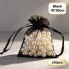 100 stk Bryllup Julegaveposer Organza Gavepose Snoreposer Til Slik Smykker Pose Pakning