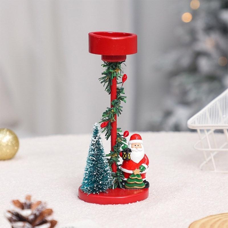 Elegant Christmas Themed Candle Holder Resins Constructions Candle Stand for Home and Office Decoration