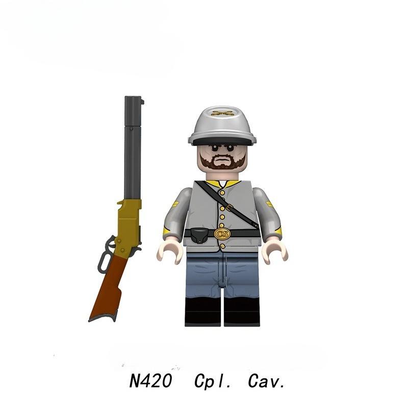 Military American Civil War Soldier Building Blocks Army Figures  Artillery Federal Infantry Cavalry Weapons Bricks Toys Kids