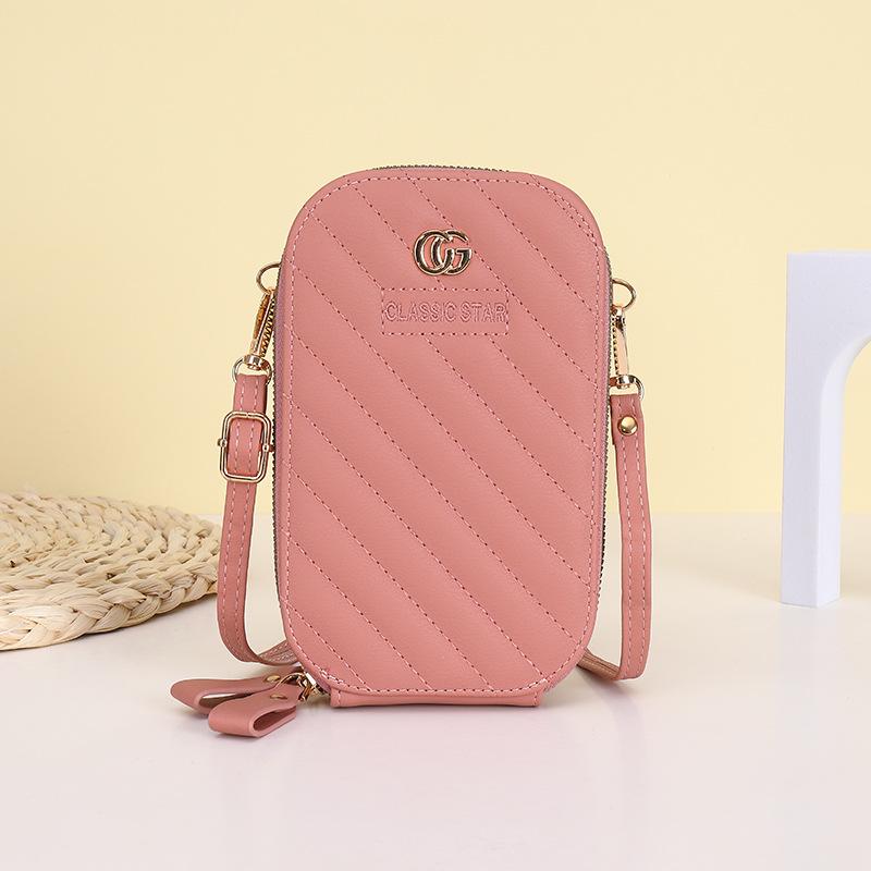 New solid color mobile phone bag women's simple, small, fresh and large capacity shoulder crossbody small bag multi-card women's bag