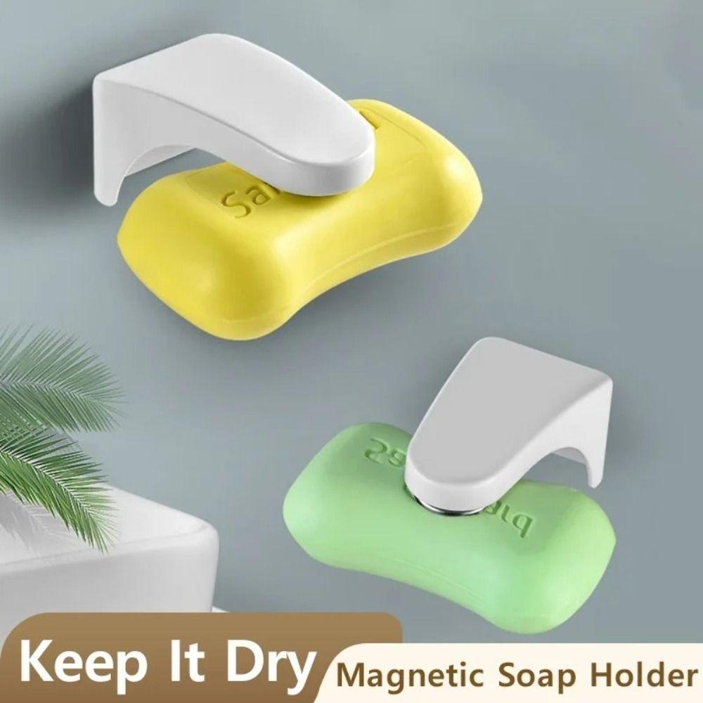 High Quality Magnetic Bathroom Toilet Soap Box Punch-free Wall Mounted Soap Holder Drain Plastic Drain Soaps Shelf