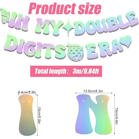 in My Double Digits Era Banner, Prestrung Double Digits Banner 10th Birthday Banner Hot Birthday Party Banner Birthday Decorations Banner for Girls