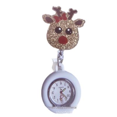 Christmas Cartoon Nurse Brooch Watch - Retractable Pocket Watch for Students and Doctors