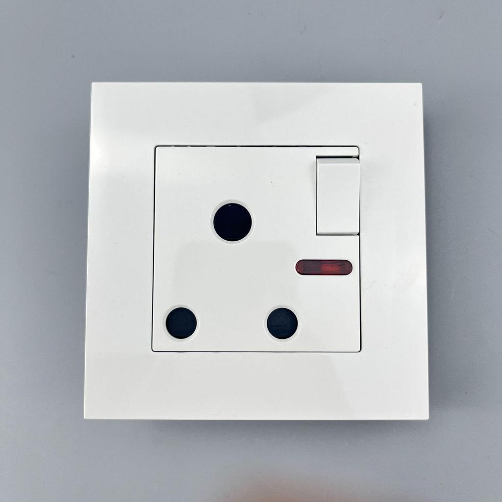 Type 146 Double 15A South African Wall Socket with Light Strip Switch - Single & Two Gang Options