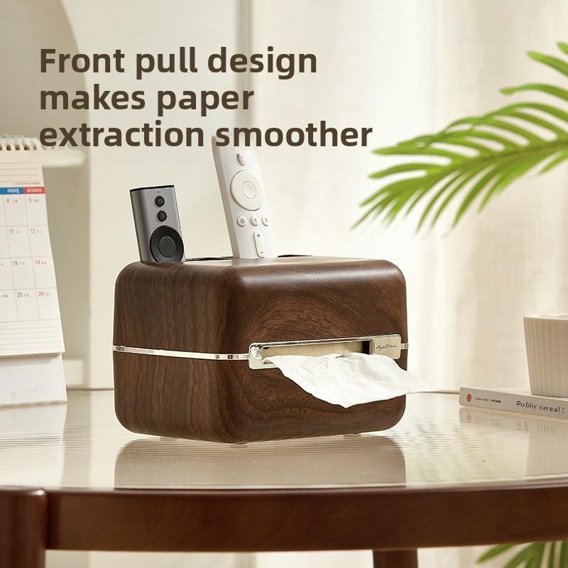 Tissue Storage Box, Home Desktop Tissue Box, Living Room Coffee Table, Remote Control Storage, Wood-grain Imitation Dinner Paper Box